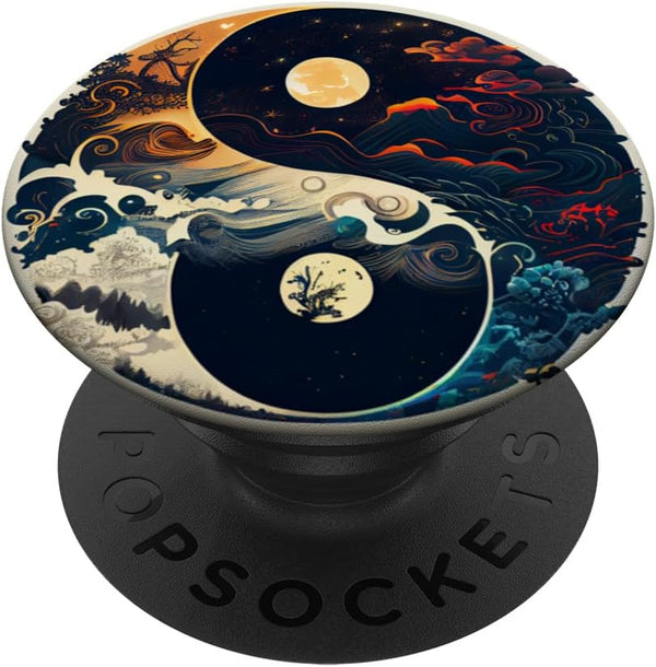 Yin Yang Day & Night Waves Clouds Celestial Sun Moon PopSockets Standard PopGrip