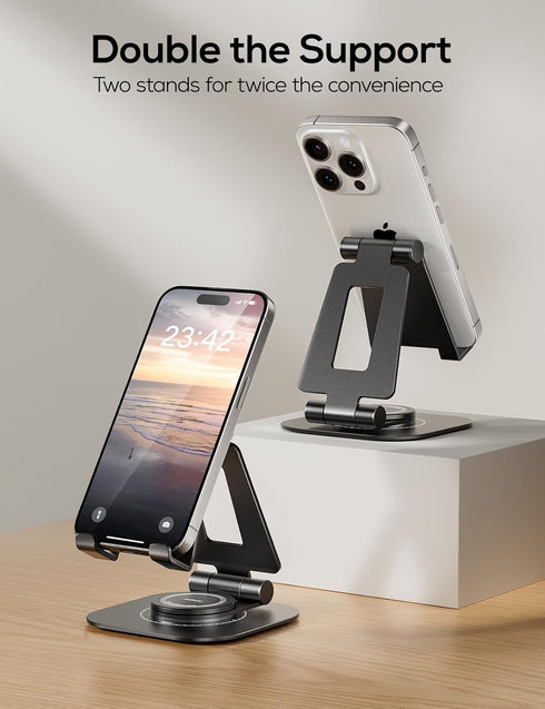 Nulaxy 2-Pack 360 Rotating Phone Stand, Fully Adjustable Foldable Phone Holder, Aluminum Desktop Cradle with Anti-Slip