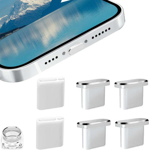 4 Pack for iPhone 15 Pro Max Plus USB C Anti Dust Plugs, Charging Port Covers with 2 Plug Holders, Wireless Charging