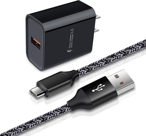 Adaptive Fast Charger for Samsung Galaxy S7 Edge, S6, S5, J3, J7, Moto G5, LG Stylo, 3ft Fast Charging Micro USB