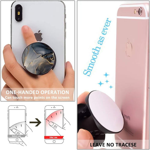 4 Pack Phone Grip - Cell Phone Holder for Smartphone, Finger Expanding Kickstand Stand - Luxury Black Rose Gold Marble