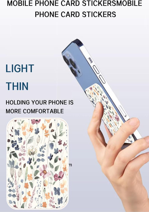 AOHRO Phone Card Holder - Dual Pocket Leather Wallet with Adhesive, Cute Credit Card Holder for Most Phones - Colorful