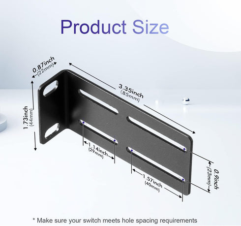 Universal Adjustable Rack Mount Kit for 19 Inch Rack Ears - Compatible with HP/ProCurve/Aruba/HPE