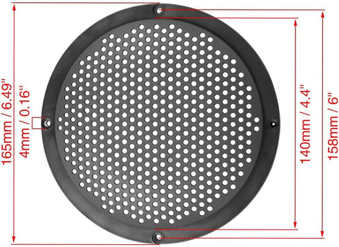 Unifizz 4pcs 6'' Plastic Audio Speaker Cover Mesh Subwoofer Grill Horn Guard Decorative Circle Grille Protector Black for Auto Car