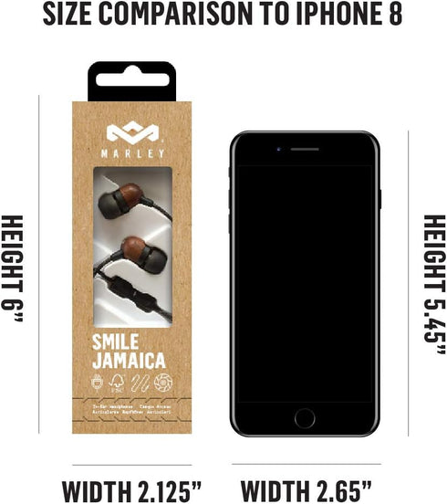 House of Marley Smile Jamaica Wired Earphones, Noise Isolating Design, Sustainable Materials, Signature Black