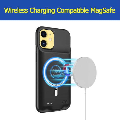 Battery Case for iPhone 11, Enhanced 10000mAh Wireless Charging Case, Compatible with Carplay, Rechargeable Extended