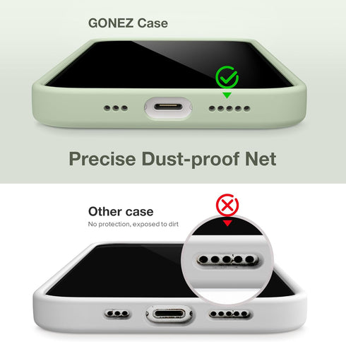 GONEZ Silicone Case for iPhone 14 with 2X Screen Protector & 2X Camera Lens Protector, Liquid Shockproof Cover, Pastel