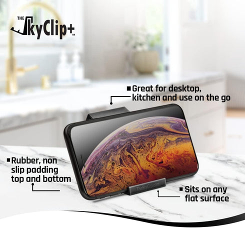 The SkyClip+ Phone & Tablet Holder - Inflight Phone Mount & Stand for Air Travel, Home and Office Use - Compatible with