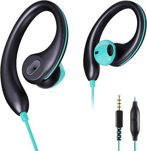Sport Headphones Wired Earbuds, Over Ear Headphones with Earhooks, Microphone, Sweatproof Running Earphones for Workout