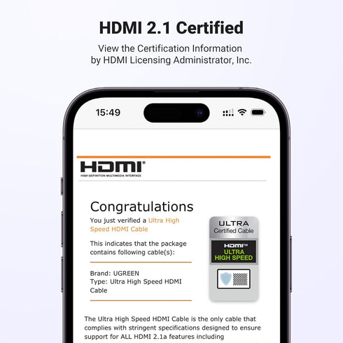 8K 2.1 6.6FT, 10K 4K 240Hz 48Gbps 2.2&2.3 Dolby PS5 2/Roku M4 UGREEN HDMI Cable Certified Ultra High Speed HDMI Cord