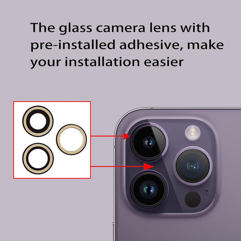 3pcs/Set Rear Back Camera Glass Lens Replacement for iPhone 14 Pro, Camera Glass Lens Covers with Adhesive Preinstalled