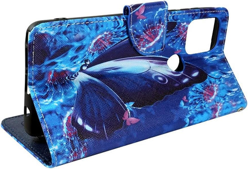 Zase Moto G Stylus 5G Wallet Phone Case for Women, PU Leather Flip Folio Cover with Kickstand, ID Card Slot (Blue