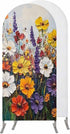 Jnbasdffb Vintage Wildflowers Wedding Arch Cover, Stretchy Spandex Arch Backdrop Stand Covers 6.6