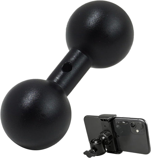 Vvluvva 1" Double Ball Mount Arm Adapter, Heavy-Duty Black Aluminum Alloy 1-Inch Ball