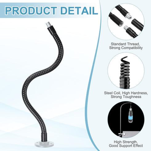 7.9" 1Pcs 3/8"-16 PATIKIL Gooseneck, Male to Male Thread Metal Universal Hose Flexible Arm Gooseneck Tube Extension