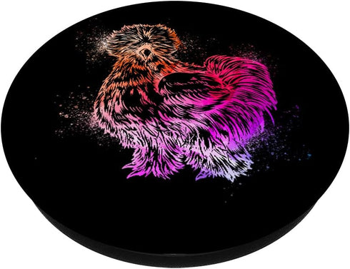 Colorful silkie chicken PopSockets Swappable PopGrip