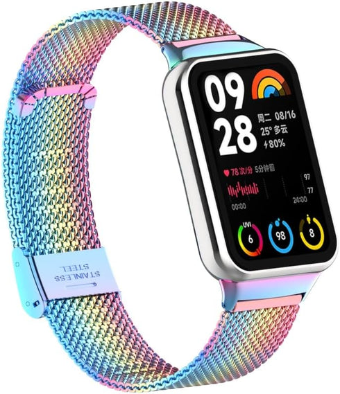 Straps for Xiaomi Mi Band 8 Pro/Redmi Smartwatch 4, Metal Bracelet Protective Frame and 18MM Steel Mesh