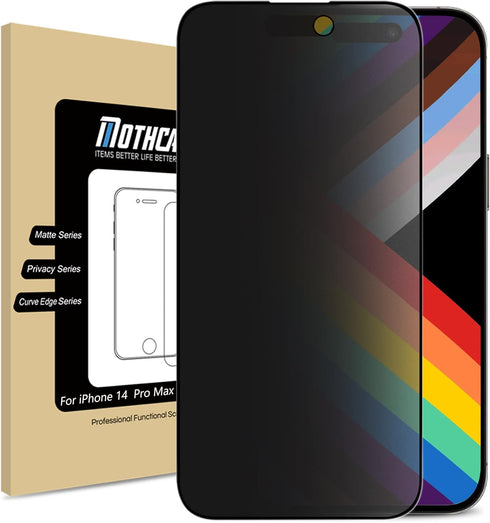 Mothca iPhone 14 Pro Max 6.7" Matte Privacy Screen Protector: Anti-Spy, Anti-Glare, Full Coverage, Easy Install.