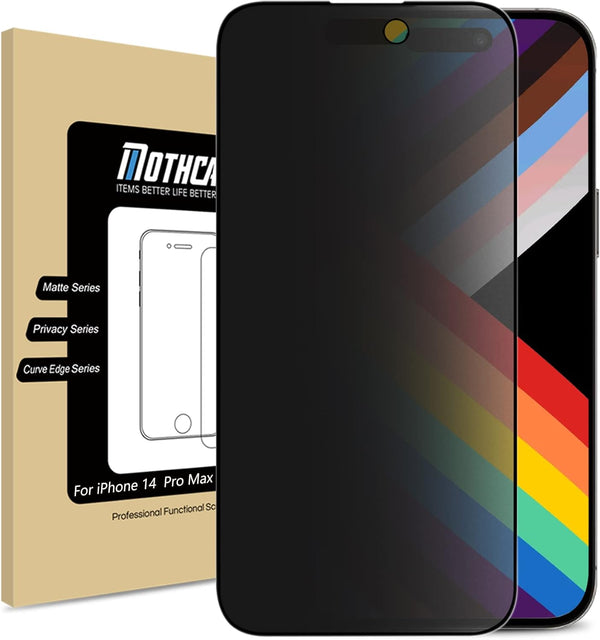 Mothca iPhone 14 Pro Max 6.7" Matte Privacy Screen Protector: Anti-Spy, Anti-Glare, Full Coverage, Easy Install.