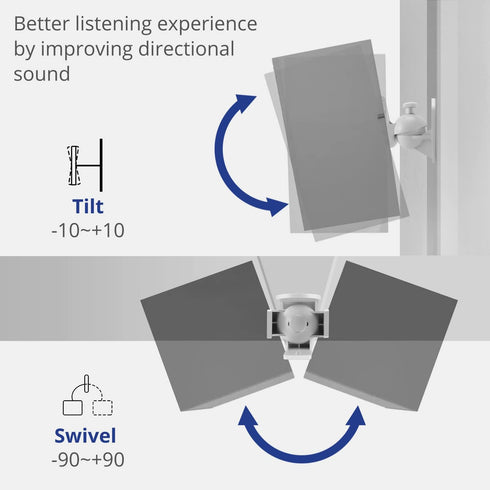 TNP Universal Satellite Speaker Wall Mount Brackets, Stylish White Finish with Adjustable Swivel & Tilt for Home