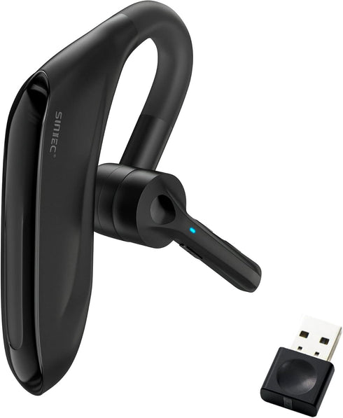 Bluetooth Headset - Dual Microphone Wireless Headset with USB Dongle for Computer, 45H Talking Time, USB-A Compatible