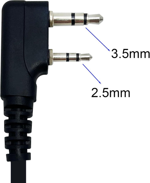 Walkie Talkie Earpiece with Mic PTT 2 Pin Covert Acoustic Tube Secret Service Earpiece Compatible with Baofeng UV-5R BF-888S Arcshell Retevis H-777 RT21 RT22 Kenwood 2 Way Radios (2 Pack)