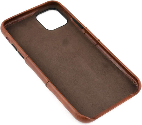 Dockem Wallet Case for iPhone 11 Pro Max, Built-in Metal Plate for Magnetic Mounting, Brown Synthetic Leather
