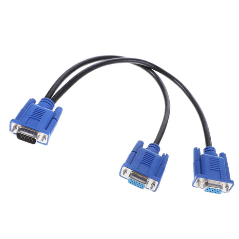Xelsluthe VGA Splitter Dual Monitor Cable 1 Male to 2 Female Adapter Converter