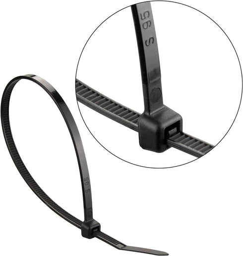 Superun Heavy Duty Zip Ties, 8 Inch, 50 Lbs Tensile Strength, Self-locking Wire Ties, Pack of 100, Black