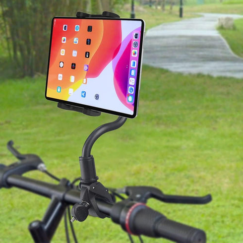 Tablet Holder Spin Bike Mount for 4-13" iPad Phone, 360° Gooseneck Stand for Treadmill and Exercise Bicycle