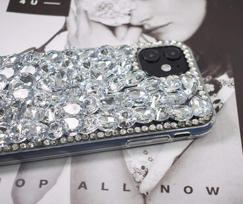 Compatible with iPhone 11 Bling Glitter Case, Luxury Shiny Diamond Crystal Rhinestone Handmade Clear Cover Case (6.1'')