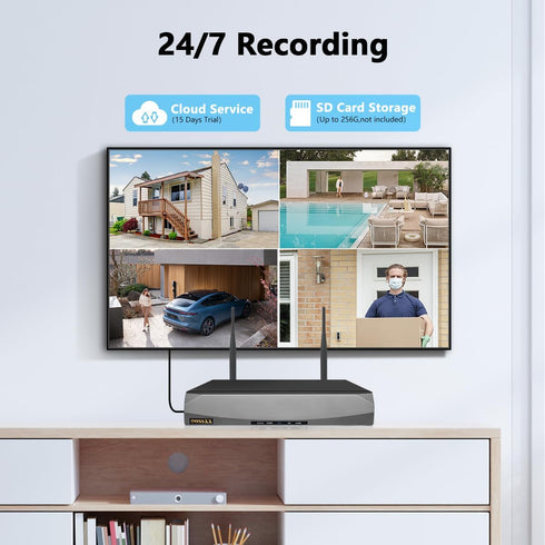 OOSSXX Dual Lens Security Cameras Outdoor System, Wireless WiFi PTZ Camera, 2-Way Audio, Color Night Vision