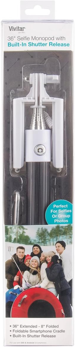 Vivitar Black Selfie Stick with Wired Shutter Release