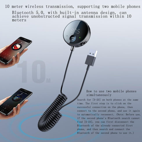 eppfun Bluetooth FM Transmitter for Car, Bluetooth AUX Adapter, Receiver for Music and Hands-Free Calls