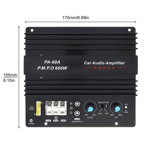 DriSentri 12V 600W Subwoofer Board Bass Module High Power Mono Channel Car Audio Amplifier Board, Powerful Bass Car