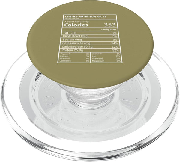 Lentils Nutrition Facts Typography Studio Lentils Nutrition Facts Panel Minimal Typography Design PopSockets PopGrip for MagSafe