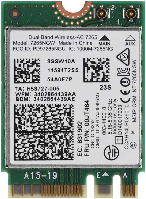 AC 7265 Network Adapter, Dual Band 2.4G/5Ghz Bluetooth Network Card, NGFF M2 Interface, 802.11 a/b/g/n/ac