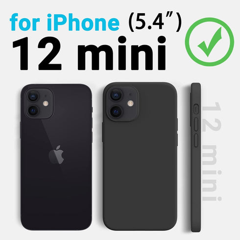 AOTESIER Shockproof iPhone 12 Mini Case, Food Grade Liquid Silicone with Soft Anti-Scratch Microfiber Lining, Black