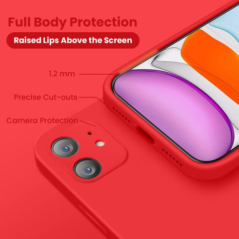 Cordking iPhone 11 Case, Upgraded Silicone with Camera Protection, Soft Anti-Scratch Microfiber Lining, 6.1 inch, Red