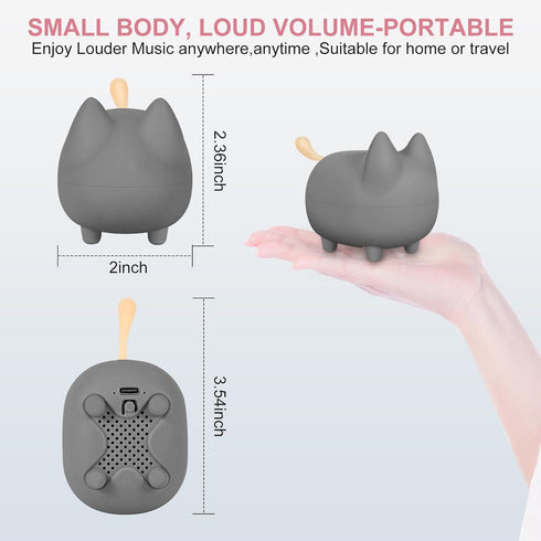 Svemei 2PCS Pairing,40H Portable Bluetooth Speaker, Cute Cat Mini Wireless Speakers with Loud Stereo Sound, Built