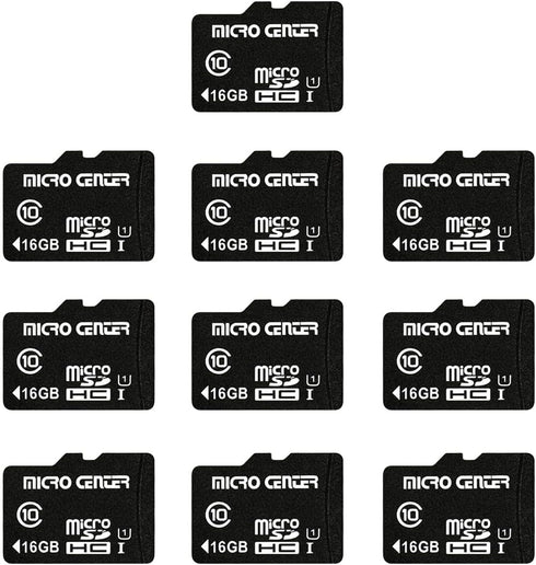 INLAND Micro Center 16GB Class 10 MicroSDHC Flash Memory Card with Adapter, 80MB/s UHS-I, C10, U1 (10 Pack)