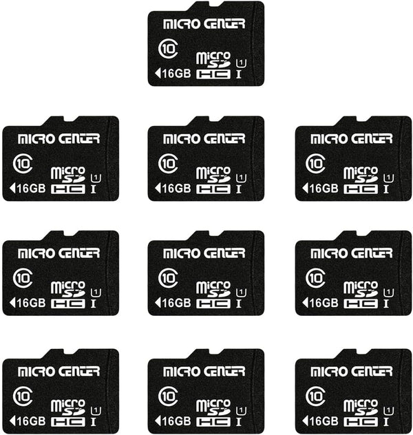 INLAND Micro Center 16GB Class 10 MicroSDHC Flash Memory Card with Adapter, 80MB/s UHS-I, C10, U1 (10 Pack)