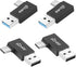 QIANRENON 90° Angle USB3.1 Male to USB C Male Charging Adapter, 10Gbps Data Connector for Wall Charger, 4Pcs