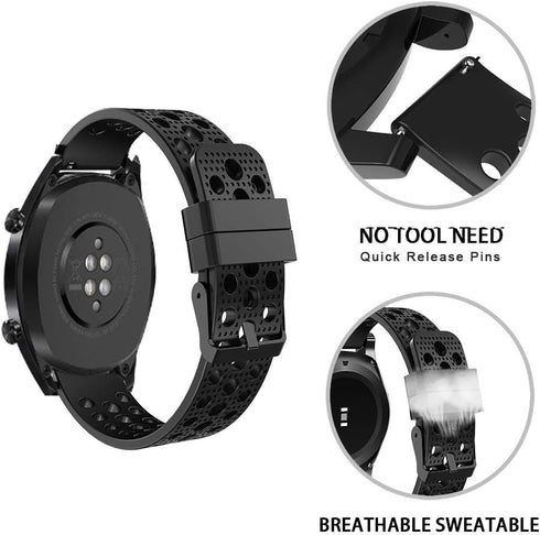 TOOBUR Smart Watch Bands, Lamshaw Silicone Replacement Wristbands with Metal Buckle