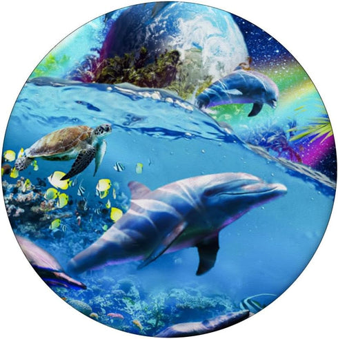 PopSockets Swappable PopGrip Galaxy Dolphin - Dolphins In Space