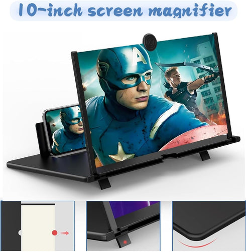 Svenirven 10 Amplifier,3D "Screen Magnifier HD Mobile Phone Magnifier Projector Screen for Movies,Videos,Foldable