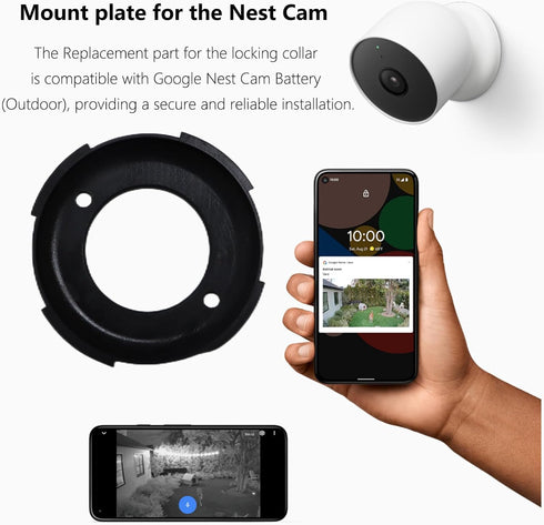 Mounting Plate for Google Nest Camera, Replacement Part for Nest Cam Outdoor (Battery) Accessory for Nest Cam Outdoor Locking Collar Black Not Included Nest Cam Outdoor (Battery)