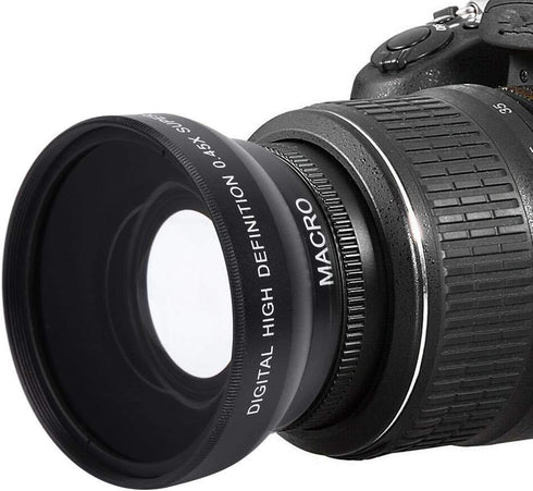 HD Wide Angle Lens with Macro Close-up 0.45X Magnification, Fits Any 49mm Diameter Lens