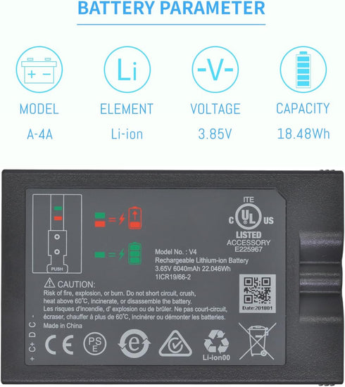 1 Pack Rechargeable V4 Battery 3.65V for Ring-Doorbell Camera 1/2/3/4 /USB Charging Station,Stick Up Cam Battery (2nd & 3rd Gen),4 Camera,Stick Up Camera,Spotlight Camera,Spotlight Camera Solar