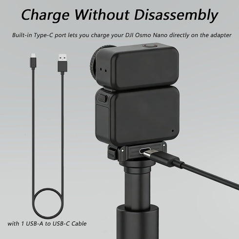 BLIKEJIN 1/4 (1 Charging Quick Release Adapter Base with Type C Port for DJI Osmo Nano, Dual-Direction Magnetic Mount
